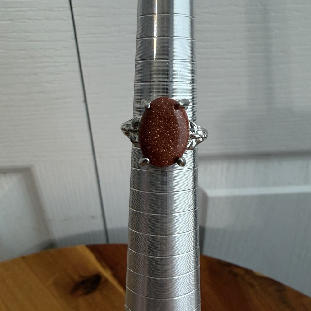 Red Oval‎ Stone Silver Color Butterfly Band Size 7 Gifts Preppy Boho Festival